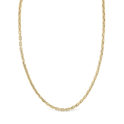 14K Yellow Gold Men's Chevron Pattern Chain Necklace