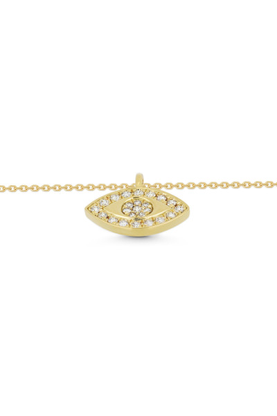 18K Yellow Gold Icon Natural Diamond Evil Eye Pendant Necklace