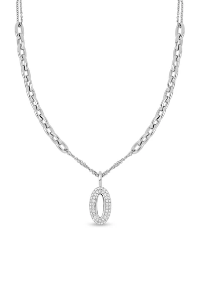 18K White Gold Kiera Natural Diamond Pavé Oval Link Statement Necklace