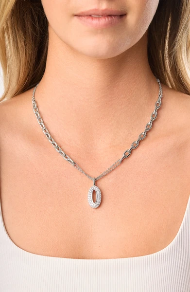18K White Gold Kiera Natural Diamond Pavé Oval Link Statement Necklace