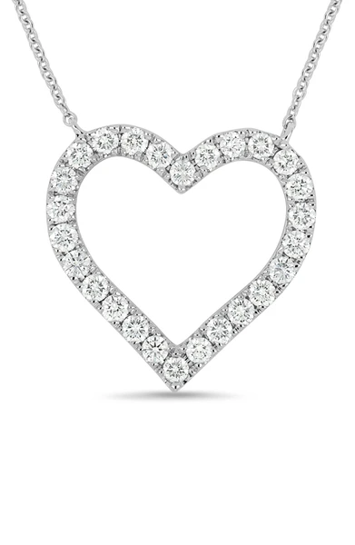 18K White Gold Audrey Natural Diamond Heart Pendant Necklace
