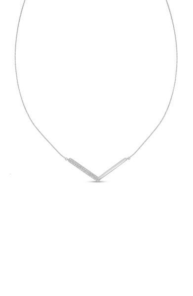 18K White Gold Kiera Natural Diamond Chevron Pendant Necklace