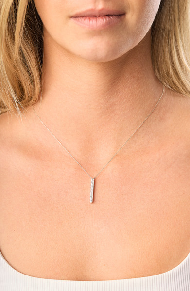 18K White Gold Kiera Natural Diamond Chevron Pendant Necklace