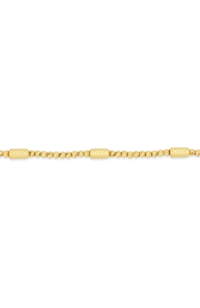 14K Yellow Gold Beaded Chain Necklace