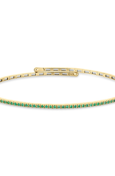 18K Yellow Gold El Mar Emerald Coil Cuff Bracelet