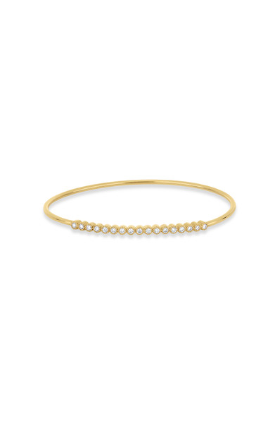 18K Yellow Gold Monaco Natural Diamond Minimalist Bangle Bracelet