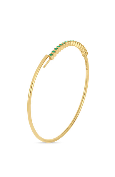18K Yellow Gold El Mar Emerald Minimalist Bangle Bracelet