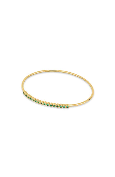 18K Yellow Gold El Mar Emerald Minimalist Bangle Bracelet