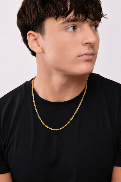 14K Yellow Gold Men's 3.7mm Rope Chain Necklace