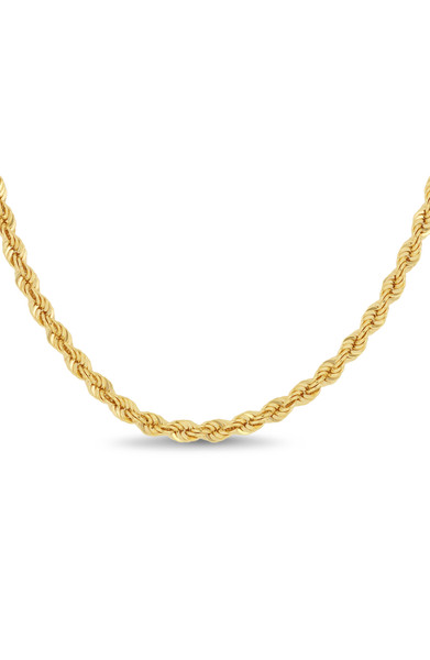 14K Yellow Gold Men's 3.7mm Rope Chain Necklace