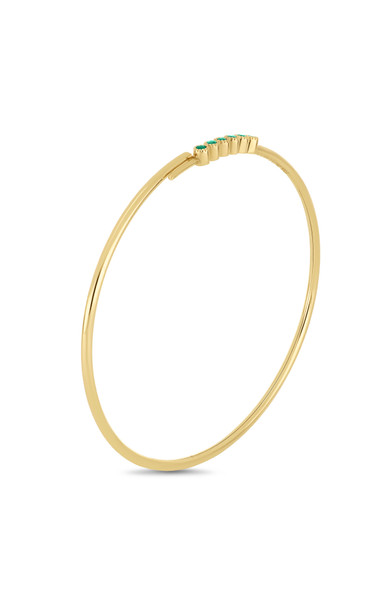 18K Yellow Gold El Mar Emerald Row Bangle Bracelet
