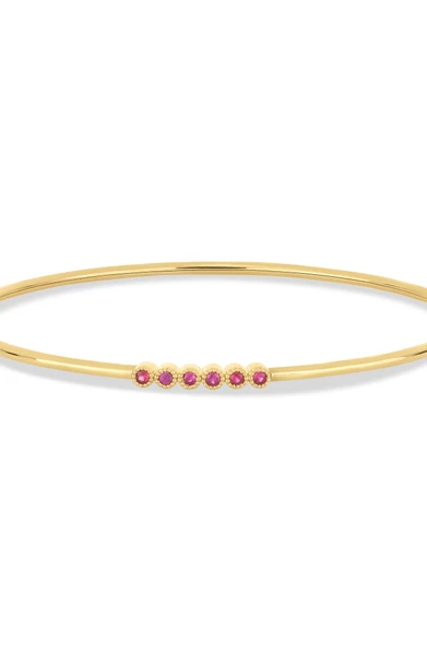 18K Yellow Gold El Mar Ruby Row Bangle Bracelet