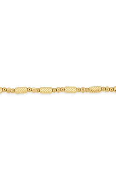14K Yellow Gold Textured Station Bead Necklace