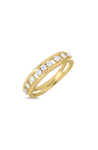 18K Yellow Gold Florentine Natural Diamond Accent Stackable Ring