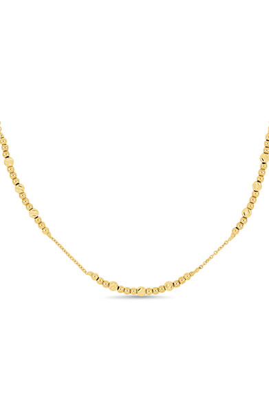 14K Yellow Gold Beaded Chain Necklace