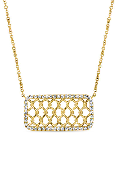 18K Yellow Gold Bardot Natural Diamond Caged Pendant Necklace