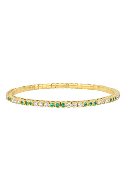 18K Yellow Gold El Mar Emerald and Natural Diamond Stretch BracBB56004Y-DEM-Melet