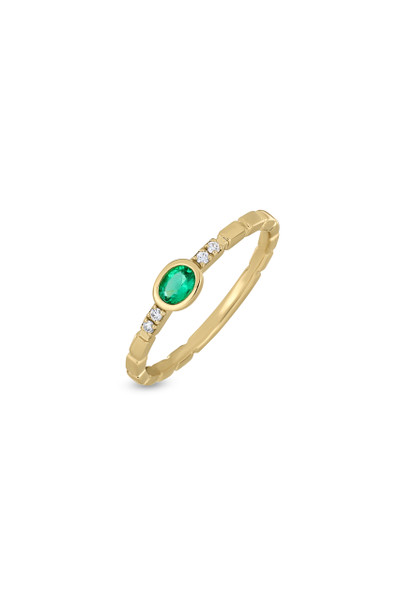 18K Yellow Gold El Mar Emerald and Natural Diamond Stackable Ring