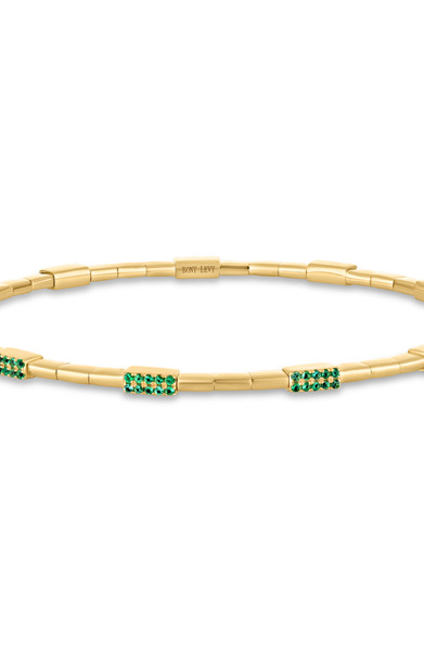 18K Yellow Gold El Mar Emerald Stretch Bracelet