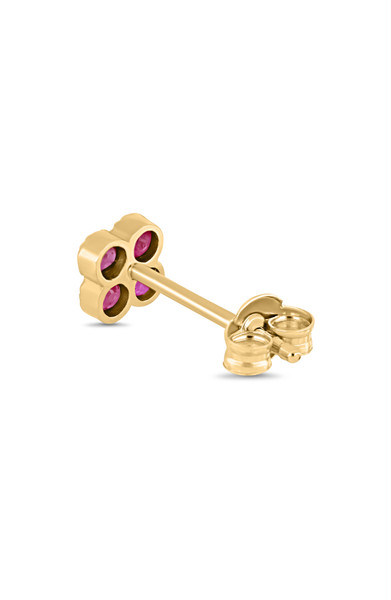 18K Yellow Gold El Mar Ruby Clover Stud Earrings