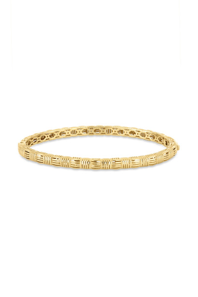 14K Yellow Gold Fluted Texture Bangle Bracelet