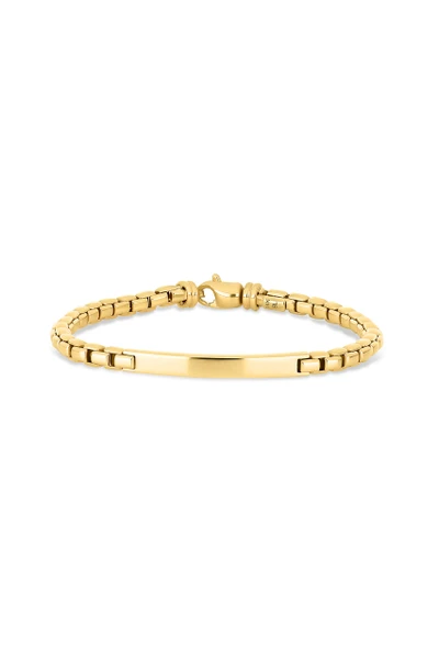 14K Yellow Gold Wheat Chain ID Bracelet