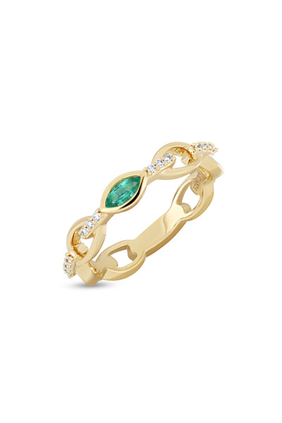 18K Yellow Gold El Mar Emerald and Natural Diamond Stackable Ring