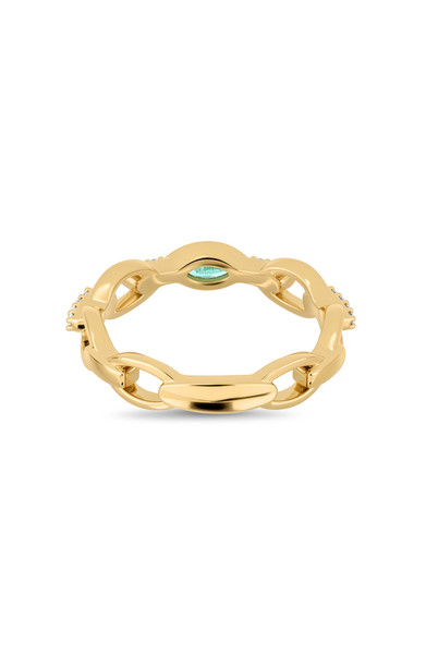 18K Yellow Gold El Mar Emerald and Natural Diamond Stackable Ring