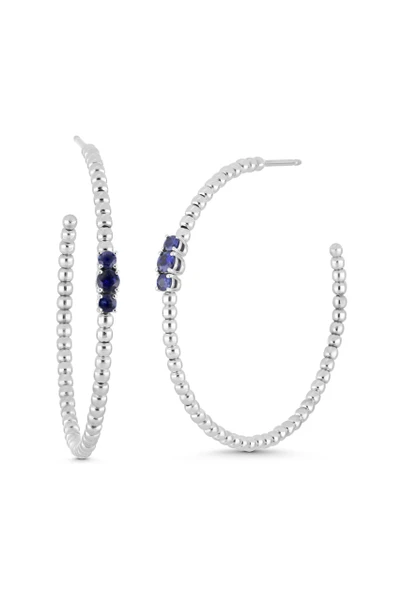 18K Yellow Gold El Mar Sapphire Hoop Earrings