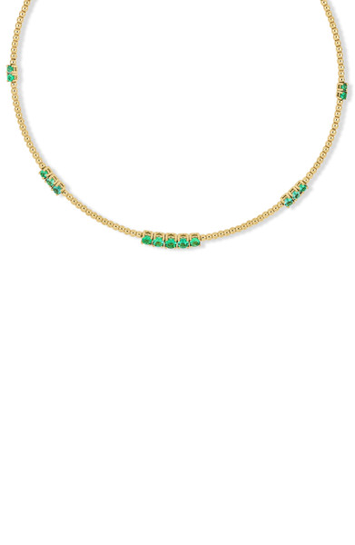 18K Yellow Gold El Mar Emerald Choker Necklace