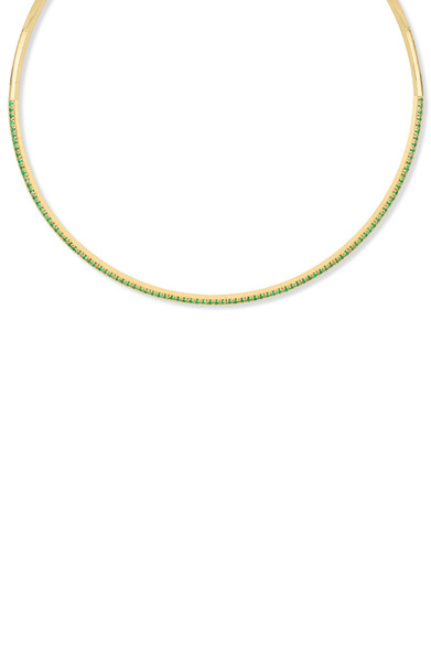 18K Yellow Gold El Mar Emerald Choker Necklace