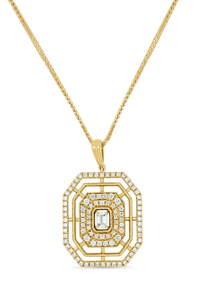 18K Yellow Gold Florentine Natural Diamond Medallion Pendant Necklace
