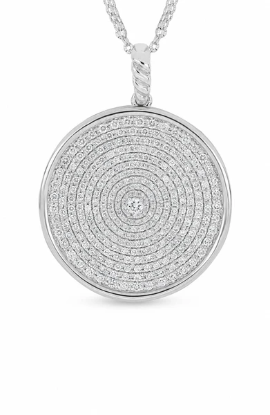 18K White Gold Bardot Natural Diamond Pendant Necklace