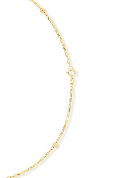 14K Yellow Gold Bead Station Chain Necklace