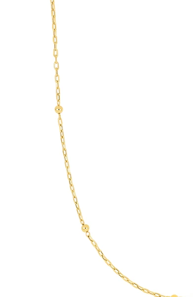 14K Yellow Gold Bead Station Chain Necklace
