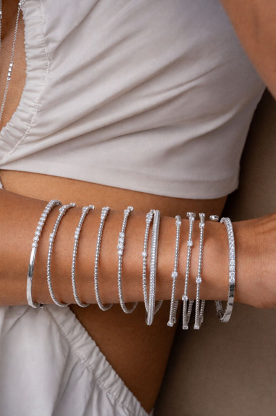 18K White Gold Bardot Liora Natural Diamond Coil Bracelet