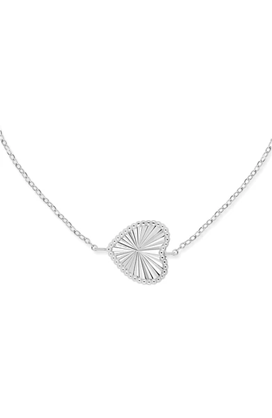 14K White Gold Heart Line Bracelet