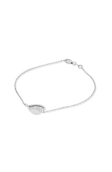 14K White Gold Heart Line Bracelet