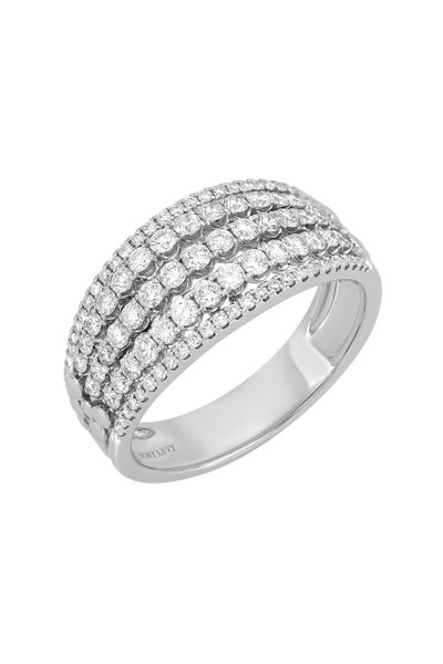 18K White Gold Audrey Natural Diamond 5 Row Ring