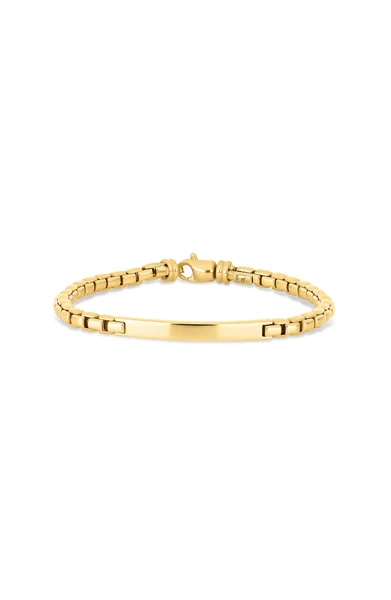 14K Yellow Gold Men's Wheat Chain ID Bracelet