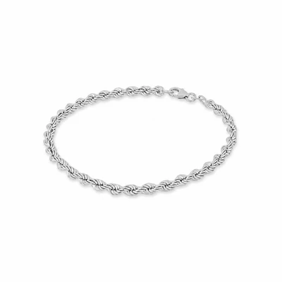 14K White Gold 070 Rope Bangle Bracelet