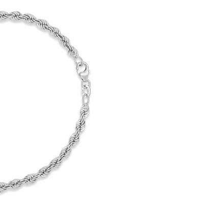 14K White Gold 070 Rope Bangle Bracelet