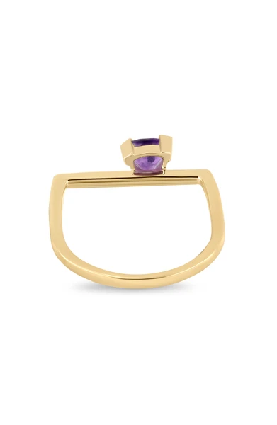14K Yellow Gold El Mar Amethyst Purple Trillion Stackable Ring