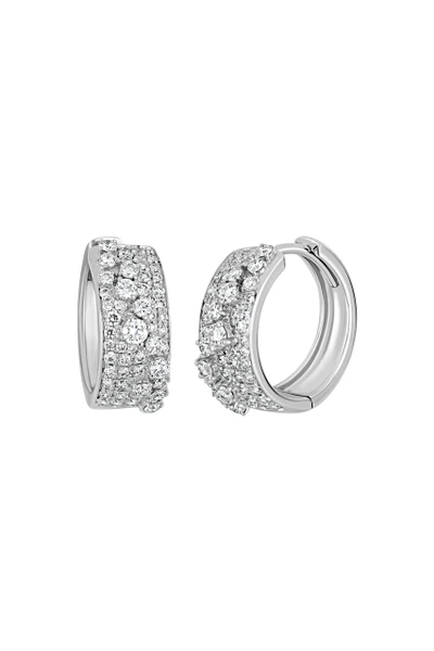 18K White Gold Bardot 13mm Natural Diamond Hoop Earrings