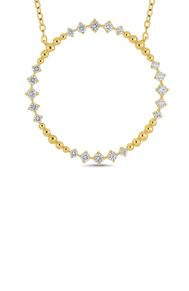 18K Yellow Gold Mykonos Natural Diamond Open Circle Pendant Necklace