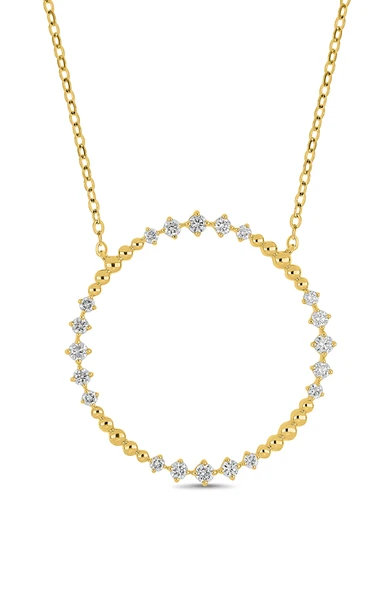 18K Yellow Gold Mykonos Natural Diamond Open Circle Pendant Necklace