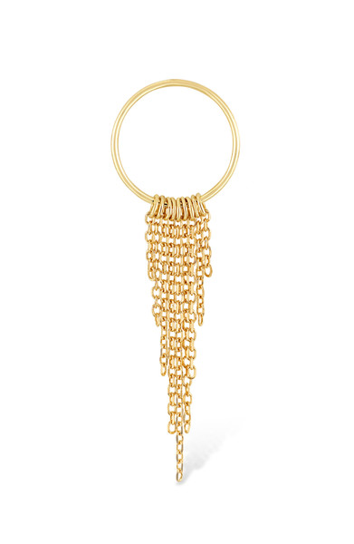 14K Yellow Gold Circle Fringe Drop Earrings