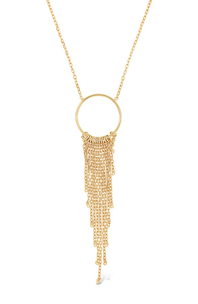 14K Yellow Gold Circle Fringe Drop Necklace