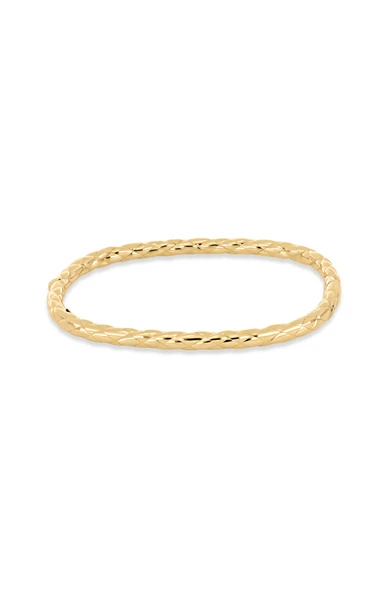 14K Yellow Gold Woven Texture Square Bangle Bracelet