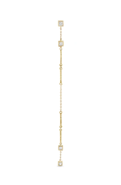 18K Yellow Gold Monaco Natural Diamond Linear Drop Earrings
